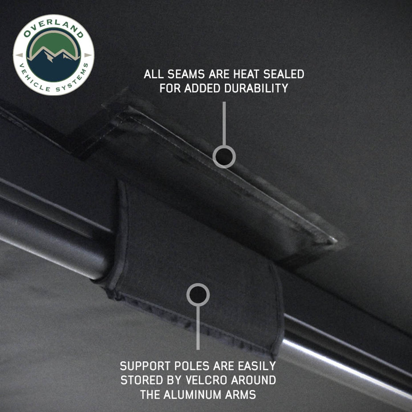 OVS- XD Nomadic 270 Degree Awning W/Lights & Black Out - Black Body, Grey Trim & Black Travel Cover