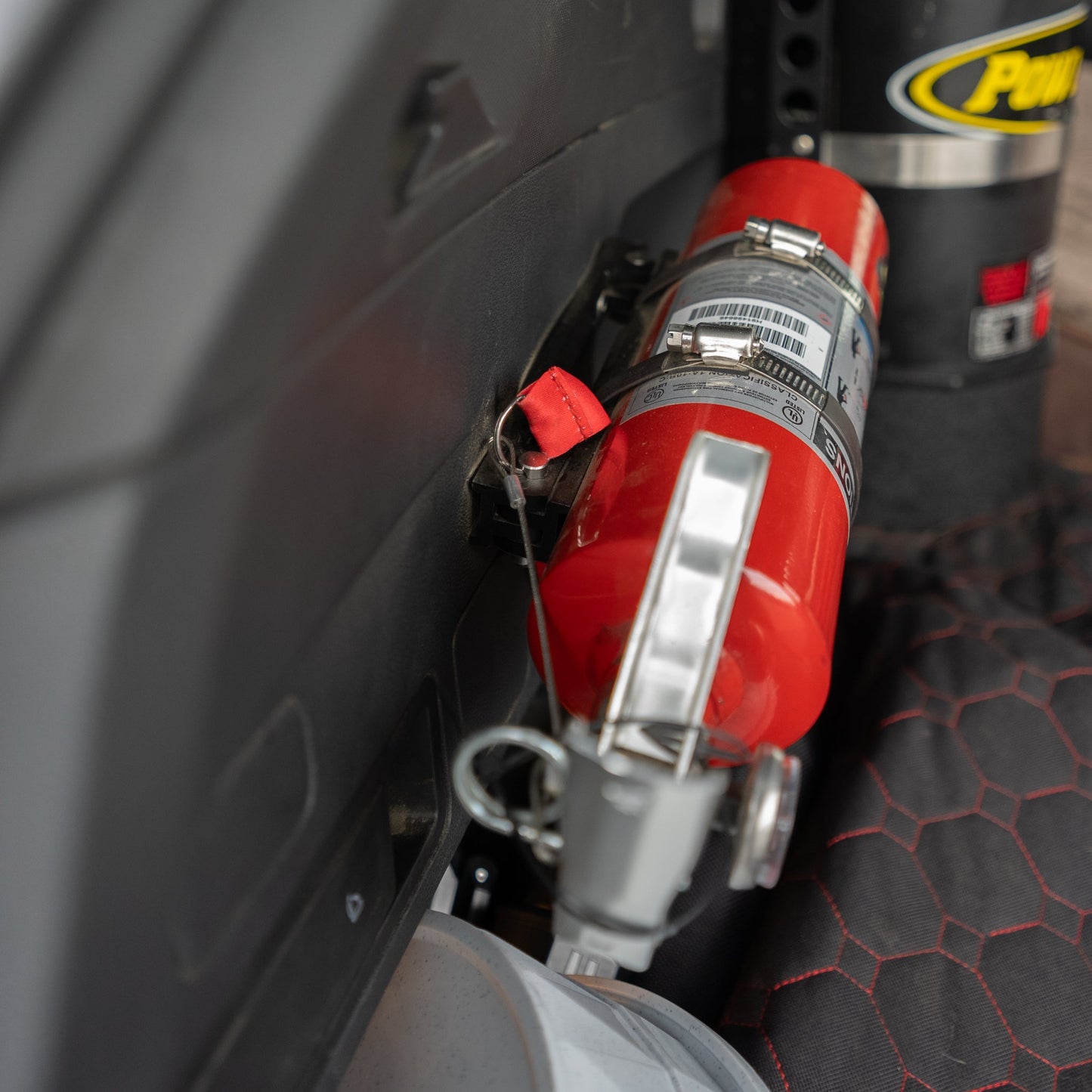 Power Tank- Quick-Release Bracket - 2.5 lb ABC Fire Exinguisher, Power Shot, Pro Eagle Phoenix CO2 Jack