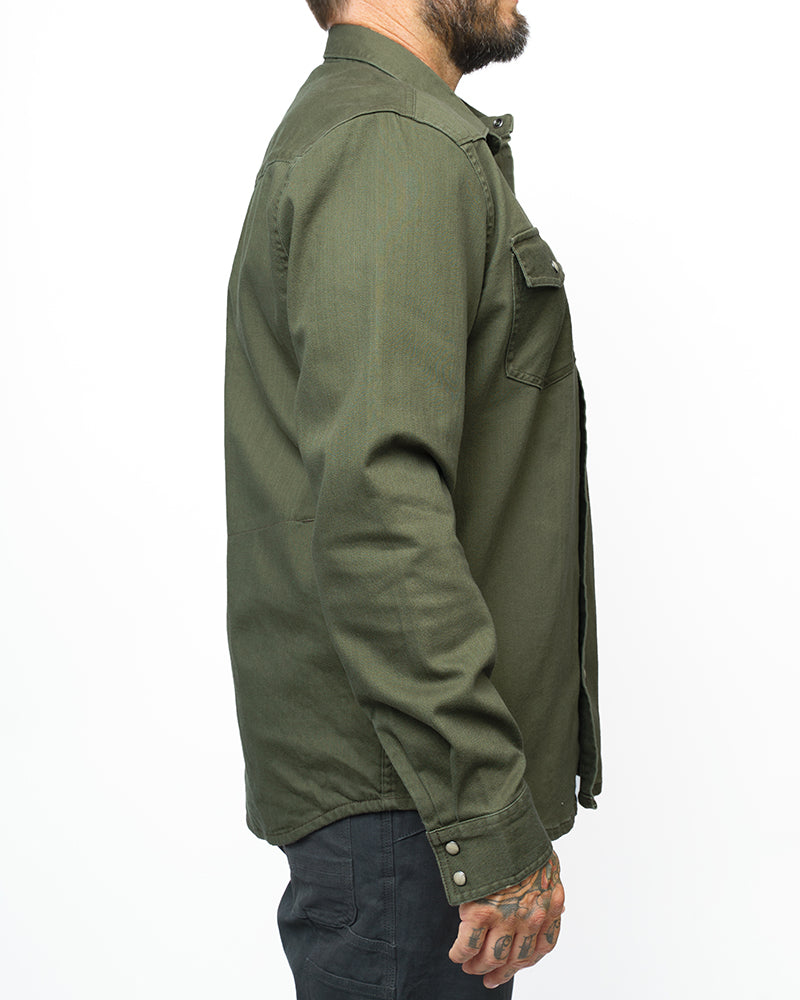 Off The Grid Surplus- Earl Denim Shirt - Dusty Olive