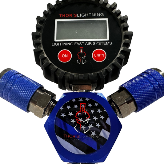 Thor's Lightning Air Systems- Thor's Hammer Air Compressor Hose Manifold Thin Blue Line Edition