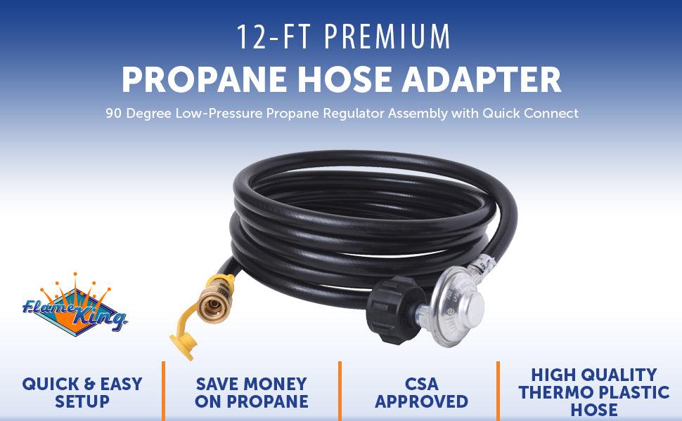 Flame King- Propane Regulator Hose with Quick Connect - 12 feet
