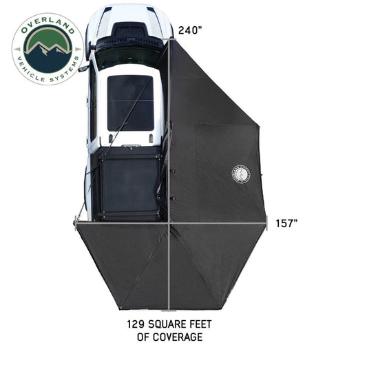 OVS- XD Nomadic 270 Degree Awning W/Lights & Black Out - Black Body, Grey Trim & Black Travel Cover
