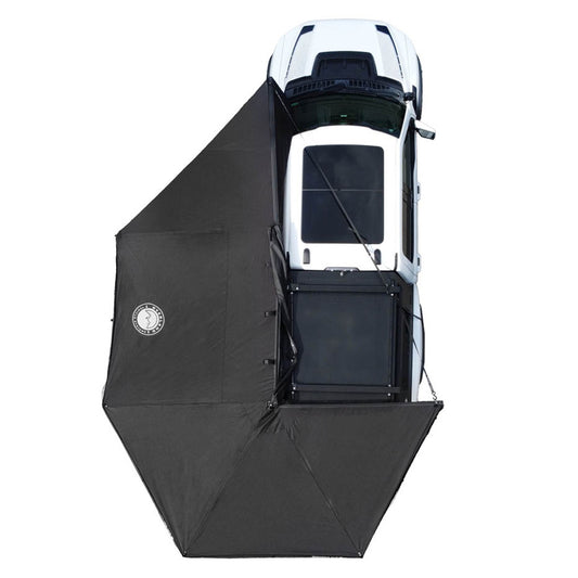 OVS- XD Nomadic 270 Degree Awning W/Lights & Black Out - Black Body, Grey Trim & Black Travel Cover