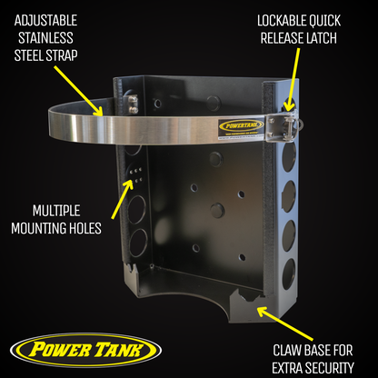 Power Tank- Strato LOCKER Bracket for 4.25 lb, 10 lb, 11 lb Steel Propane Tanks