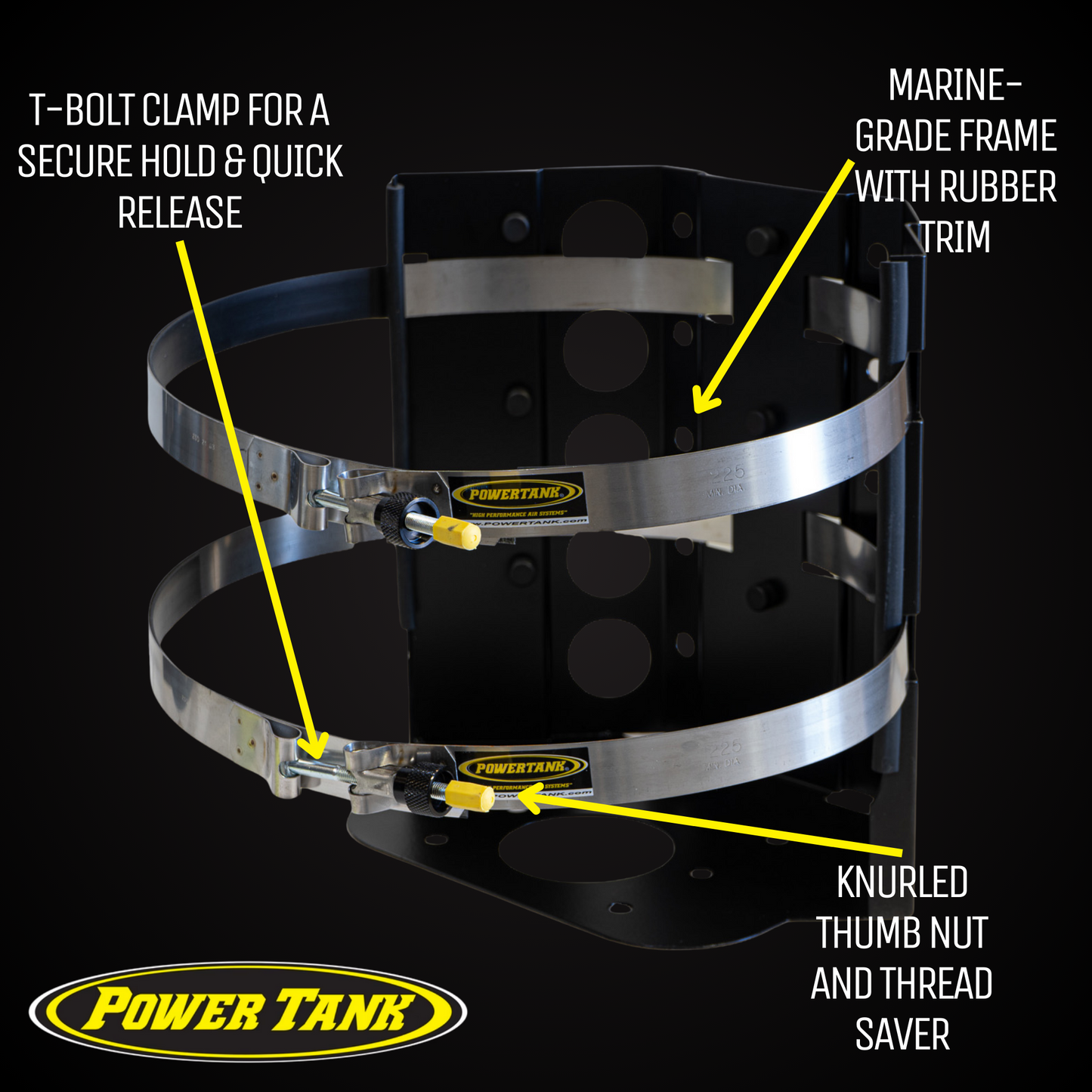 Power Tank- Sumatra MARINE Bracket for 20 lb. Steel BBQ Propane Tank
