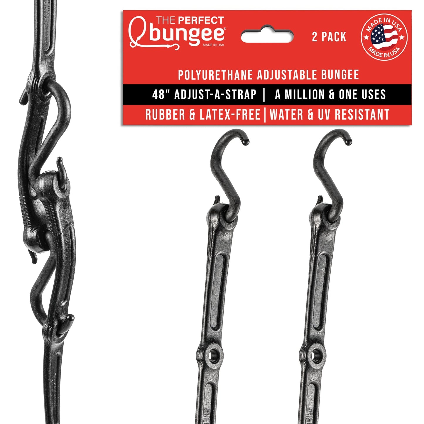 The Perfect Bungee- 48" Adjust-A-Strap® Adjustable Bungee Strap 2 Pack