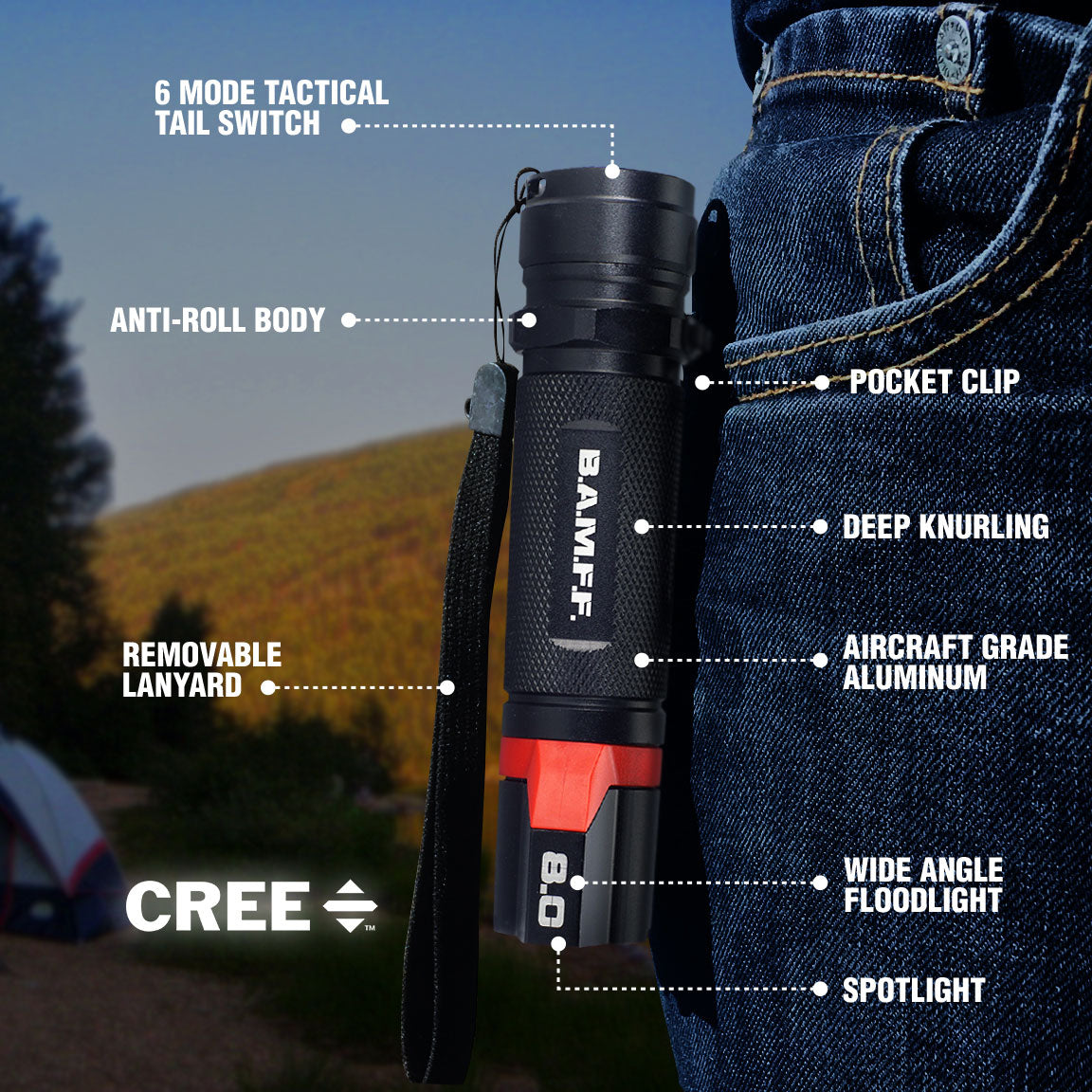 STKR- B.A.M.F.F. 8.0 - 800 Lumen Dual LED Flashlight