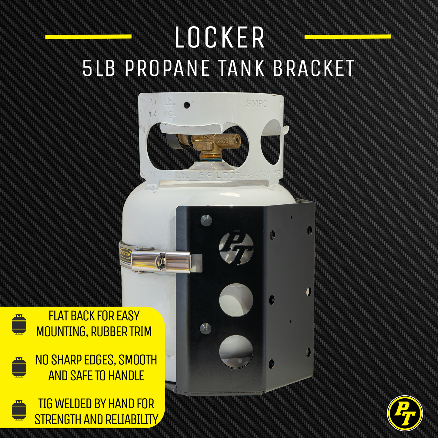 Power Tank- Teton LOCKER Propane Tank Bracket for 5 lb LP Bottle 8 in Diameter