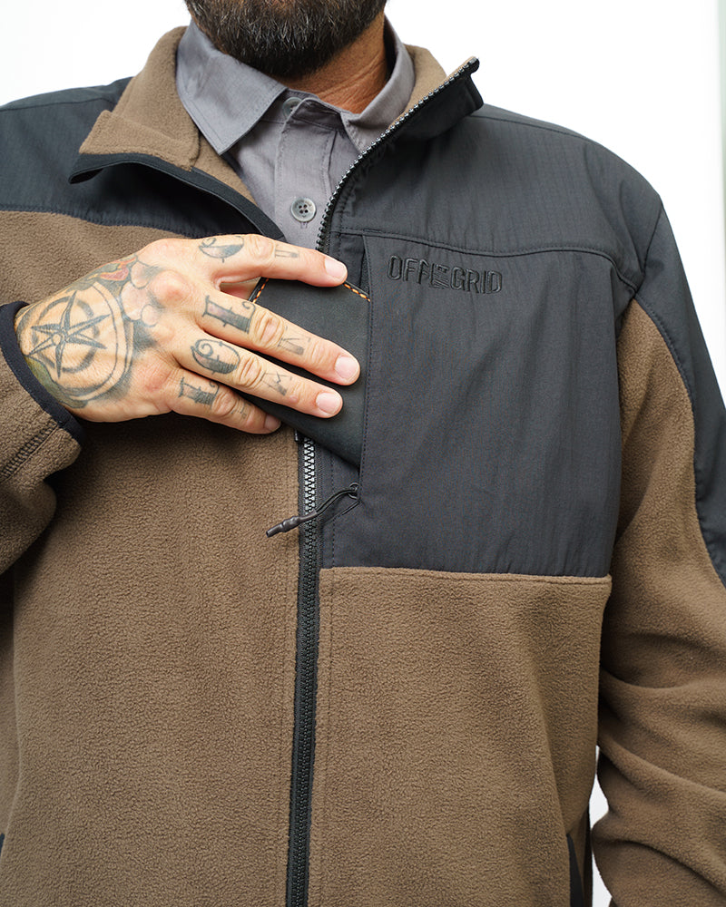 Off the Grid Surplus- Bruin Fleece Zip Up- Major Brown