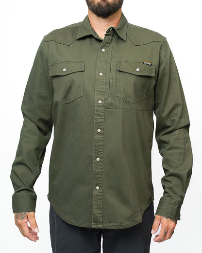 Off The Grid Surplus- Earl Denim Shirt - Dusty Olive