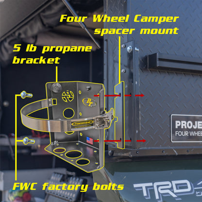 Power Tank- Four Wheel Camper Mount for 5 lb propane tank bracket