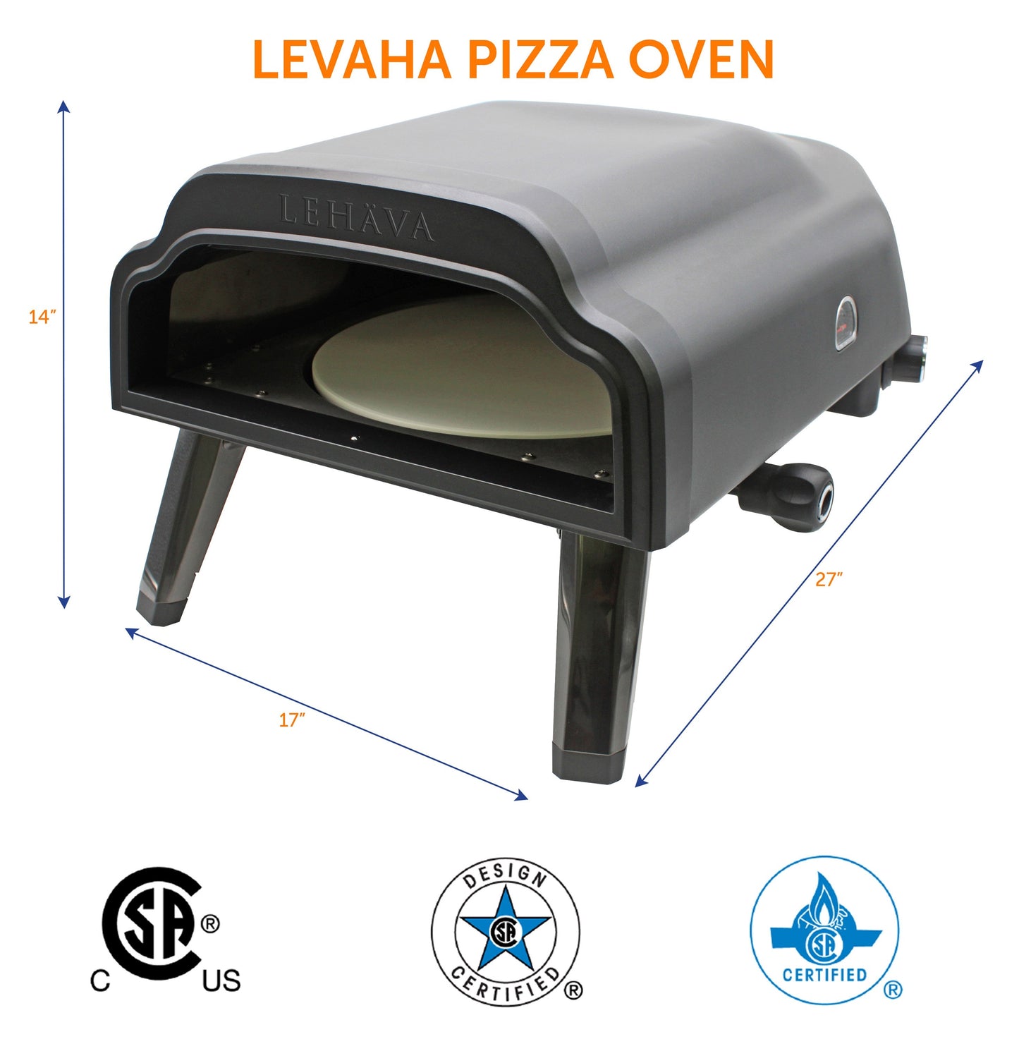 Flame King- Outdoor Portable 14-inch Propane Pizza Oven Gas 360 Degree Rotating Stone