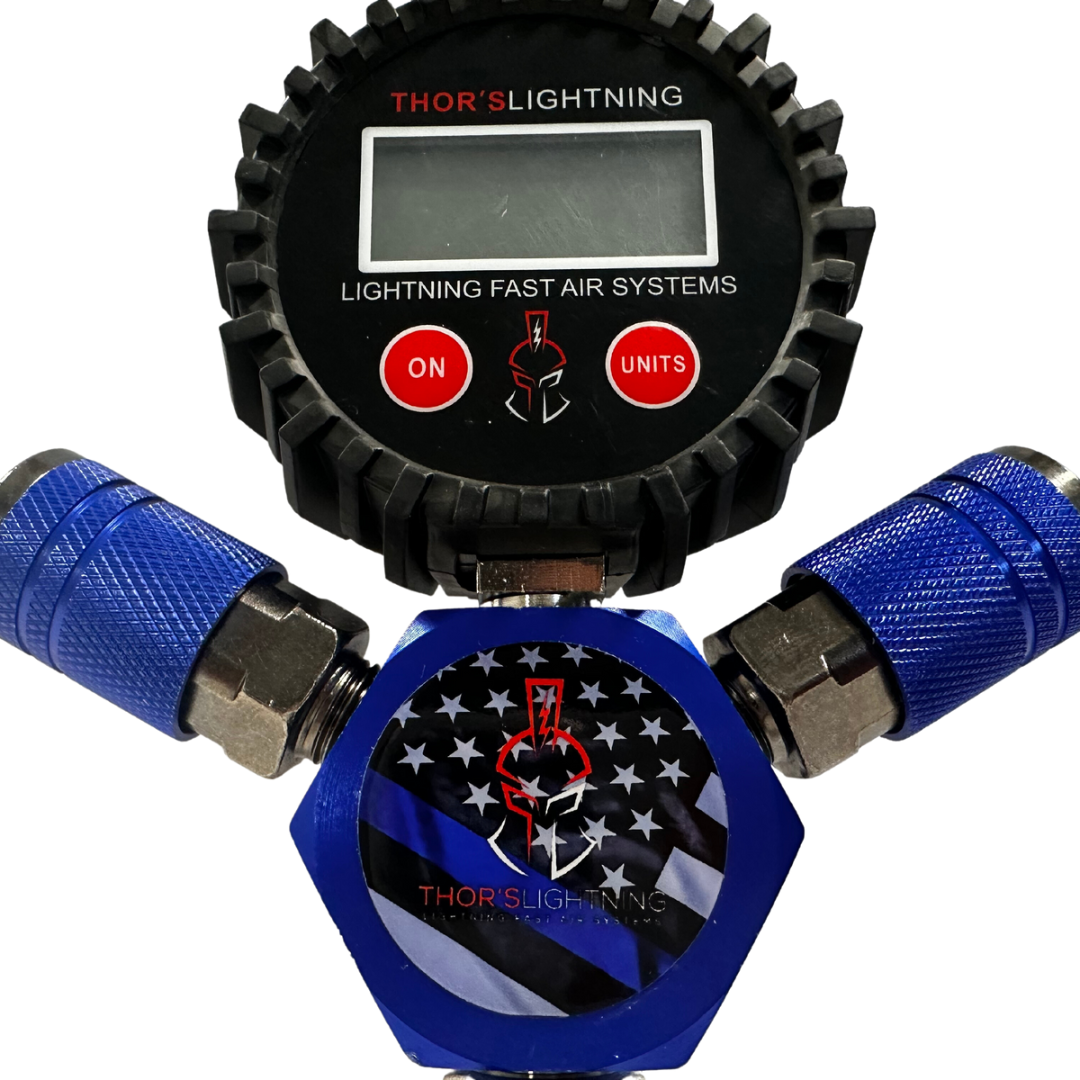 Thor's Lightning Air Systems- Thor's Hammer Air Compressor Hose Manifold Thin Blue Line Edition