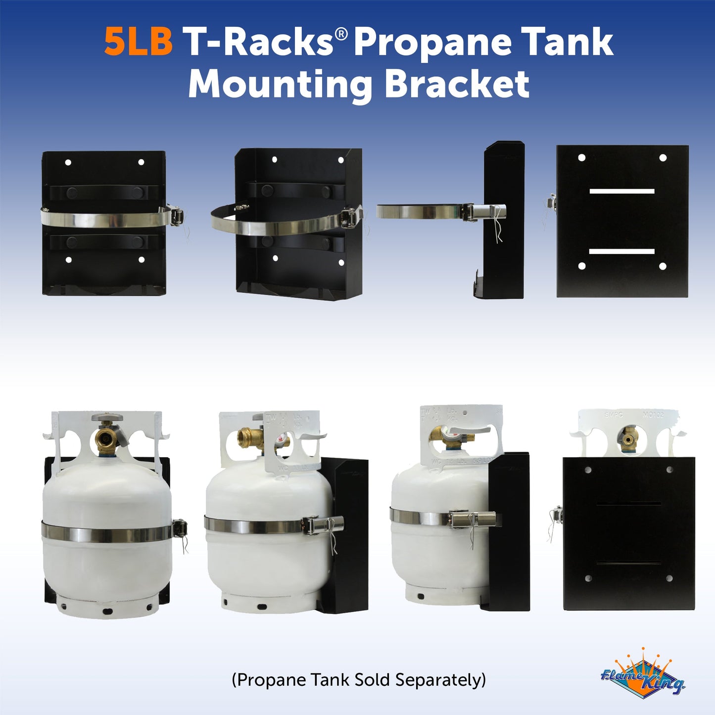 Flame King- T-Racks 5lb Propane Tank Mounting Brackets Strap Campervan Overland Vehicles
