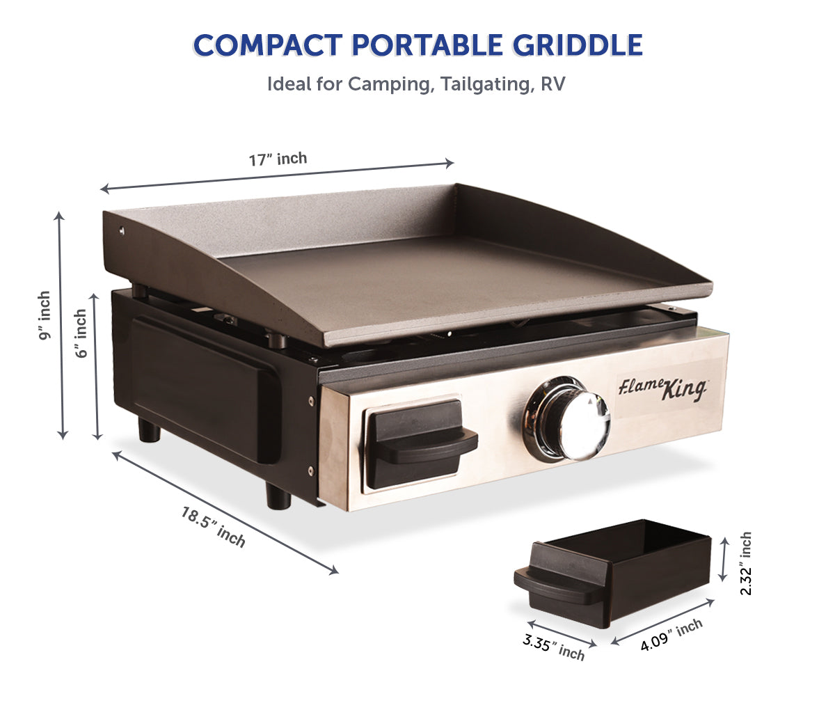 Flame King- Flat Top Portable Propane Cast Iron Grill Griddle