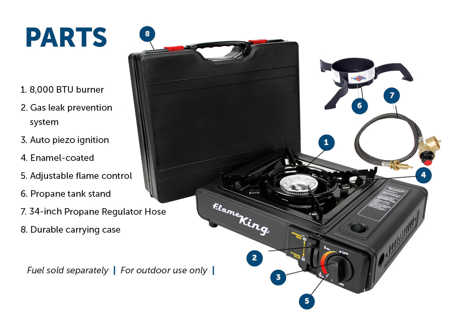 Flame King- Portable Butane & Propane Gas Stove with Single Burner