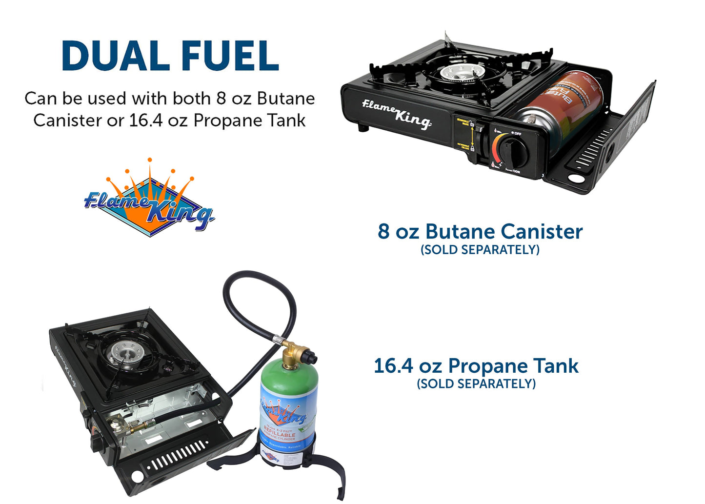 Flame King- Portable Butane & Propane Gas Stove with Single Burner