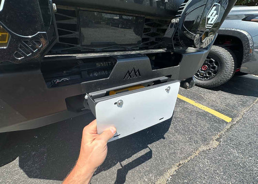 Backwoods Adventure Mods- Flip Up Front License Plate Holder - Hawse Fairlead