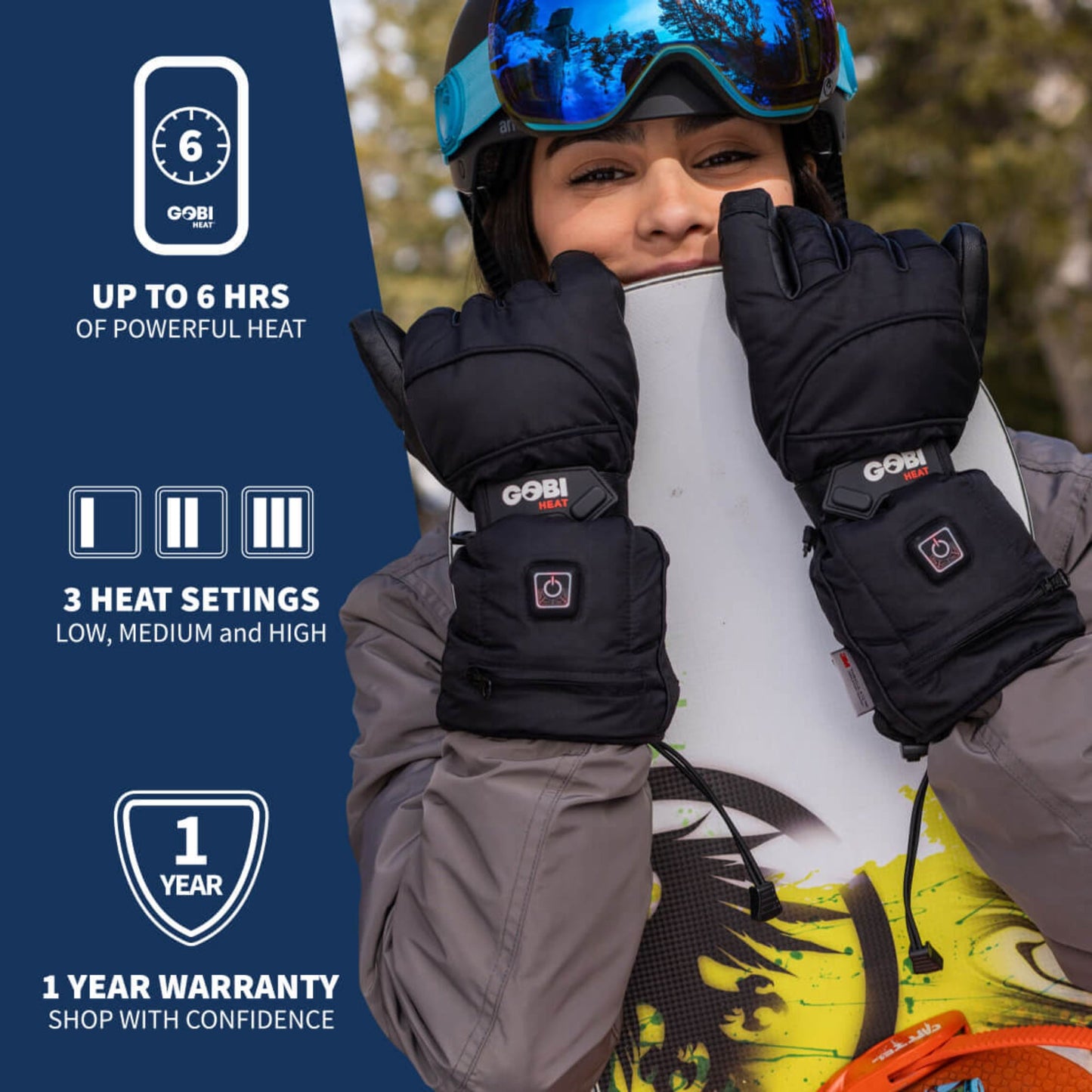 Gobi Heat- Epic II Heated Ski Gloves (3500mAh USB-C batt)