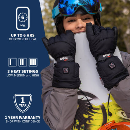 Gobi Heat- Epic II Heated Ski Gloves (3500mAh USB-C batt)