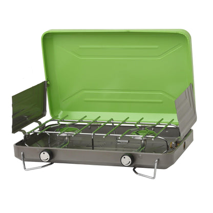 Flame King- 2 Burner Portable Propane Gas Camping Stove Grill