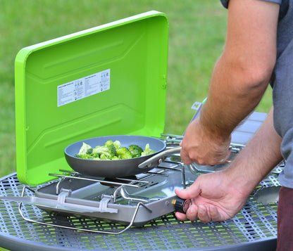 Flame King- 2 Burner Portable Propane Gas Camping Stove Grill