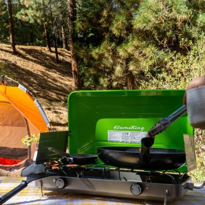 Flame King- 2 Burner Portable Propane Gas Camping Stove Grill
