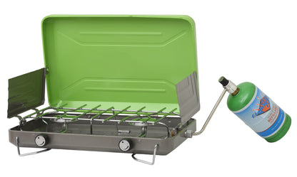 Flame King- 2 Burner Portable Propane Gas Camping Stove Grill