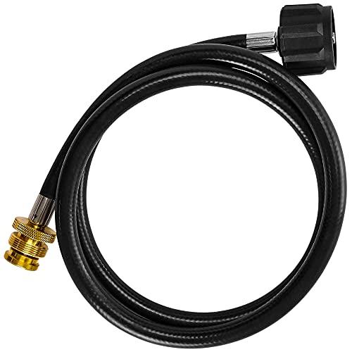 Flame King- 4 Feet Propane Adapter Hose 1 lb to 20 lb Converter Replacement for QCC1
