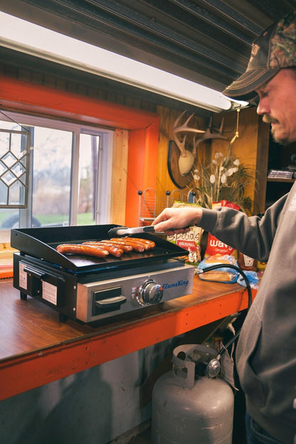 Flame King- Flat Top Portable Propane Cast Iron Grill Griddle
