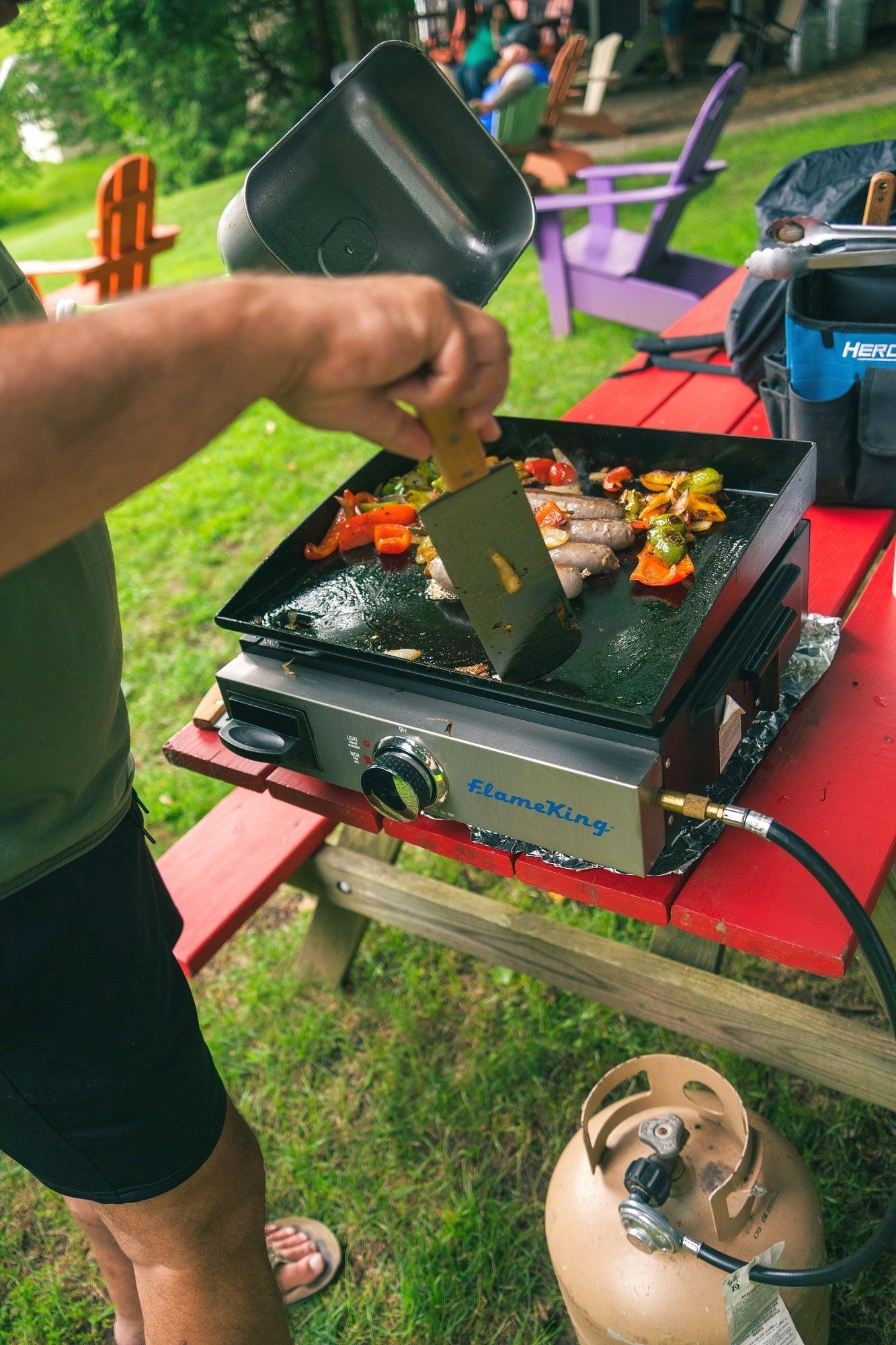 Flame King- Flat Top Portable Propane Cast Iron Grill Griddle