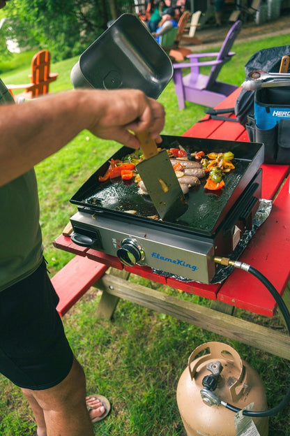 Flame King- Flat Top Portable Propane Cast Iron Grill Griddle