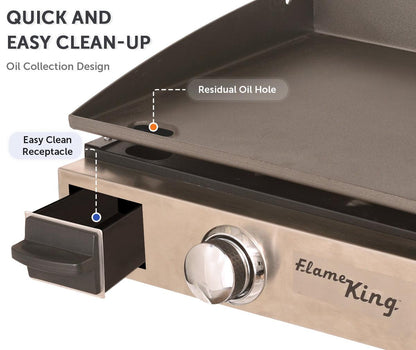Flame King- Flat Top Portable Propane Cast Iron Grill Griddle