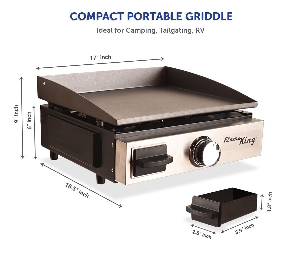 Flame King- Flat Top Portable Propane Cast Iron Grill Griddle