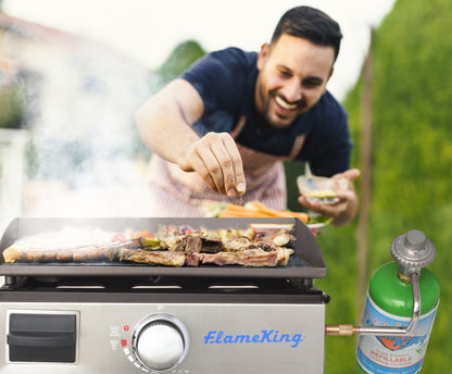Flame King- Flat Top Portable Propane Cast Iron Grill Griddle