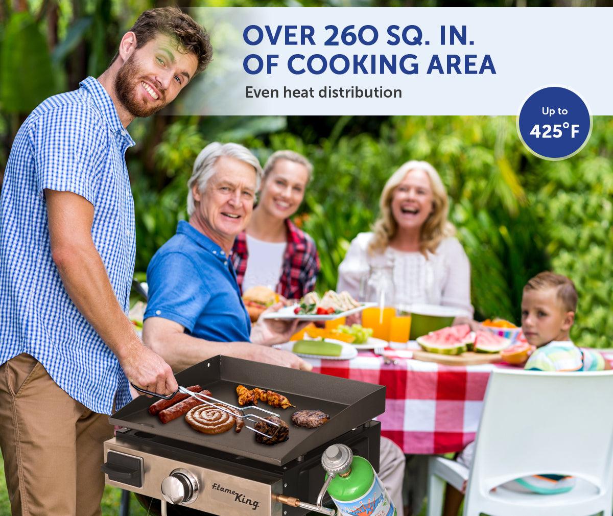 Flame King- Flat Top Portable Propane Cast Iron Grill Griddle