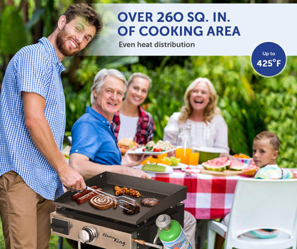 Flame King- Flat Top Portable Propane Cast Iron Grill Griddle