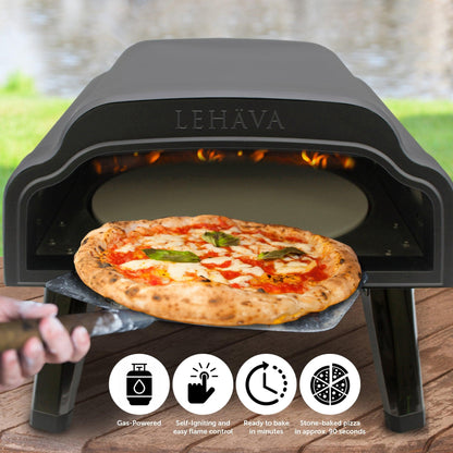 Flame King- Outdoor Portable 14-inch Propane Pizza Oven Gas 360 Degree Rotating Stone