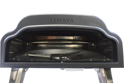 Flame King- Outdoor Portable 14-inch Propane Pizza Oven Gas 360 Degree Rotating Stone