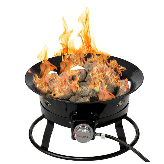Flame King- Outdoor Portable Propane Gas 19″ Fire Pit Bowl with Self Igniter Cover Carry Straps