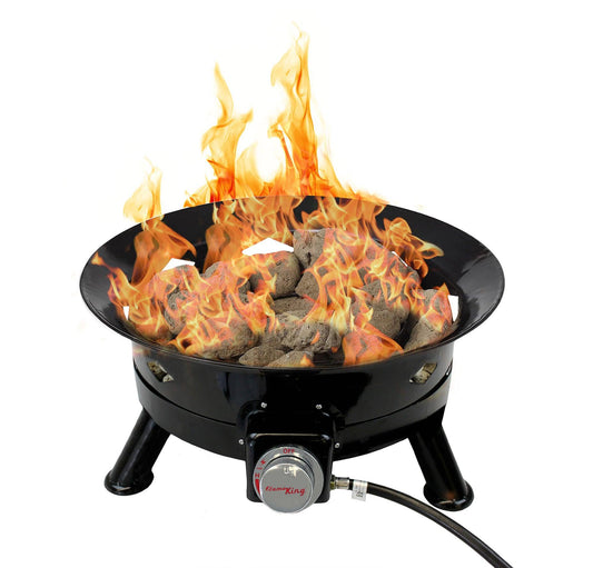 Flame King- Outdoor Portable Propane Gas 24" Fire Pit Bowl with Self Igniter Cover Carry Straps