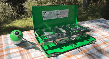 Flame King- Portable 3 Burner Grill Propane Gas Camping Stove Toast Tray