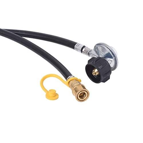 Flame King- Propane Regulator Hose with Quick Connect - 12 feet