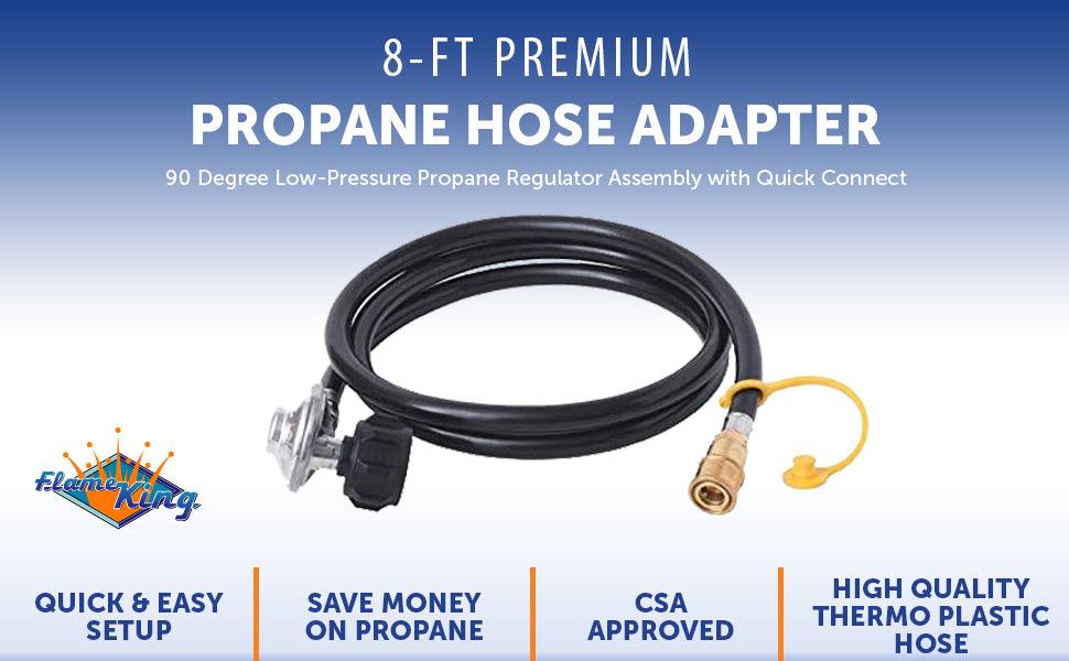 Flame King- Propane Regulator Hose with Quick Connect – 8 feet