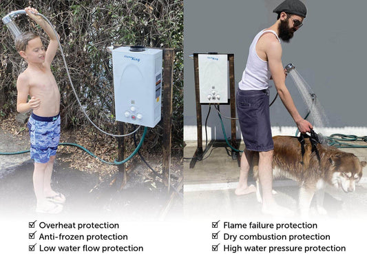 Flame King- Tankless Outdoor Portable Camping Hot Shower Propane Gas 10L 2.64GPM Water Heater 68,000 BTU