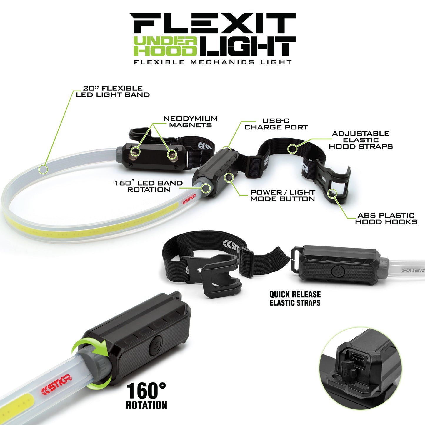 STKR- FLEXIT Under Hood Light - Mechanics Flexible Work Light