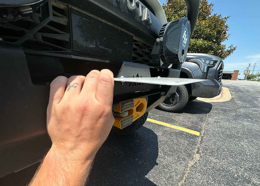 Backwoods Adventure Mods- Flip Up Front License Plate Holder - Hawse Fairlead